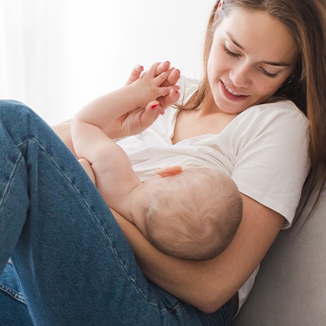 Mother holding baby